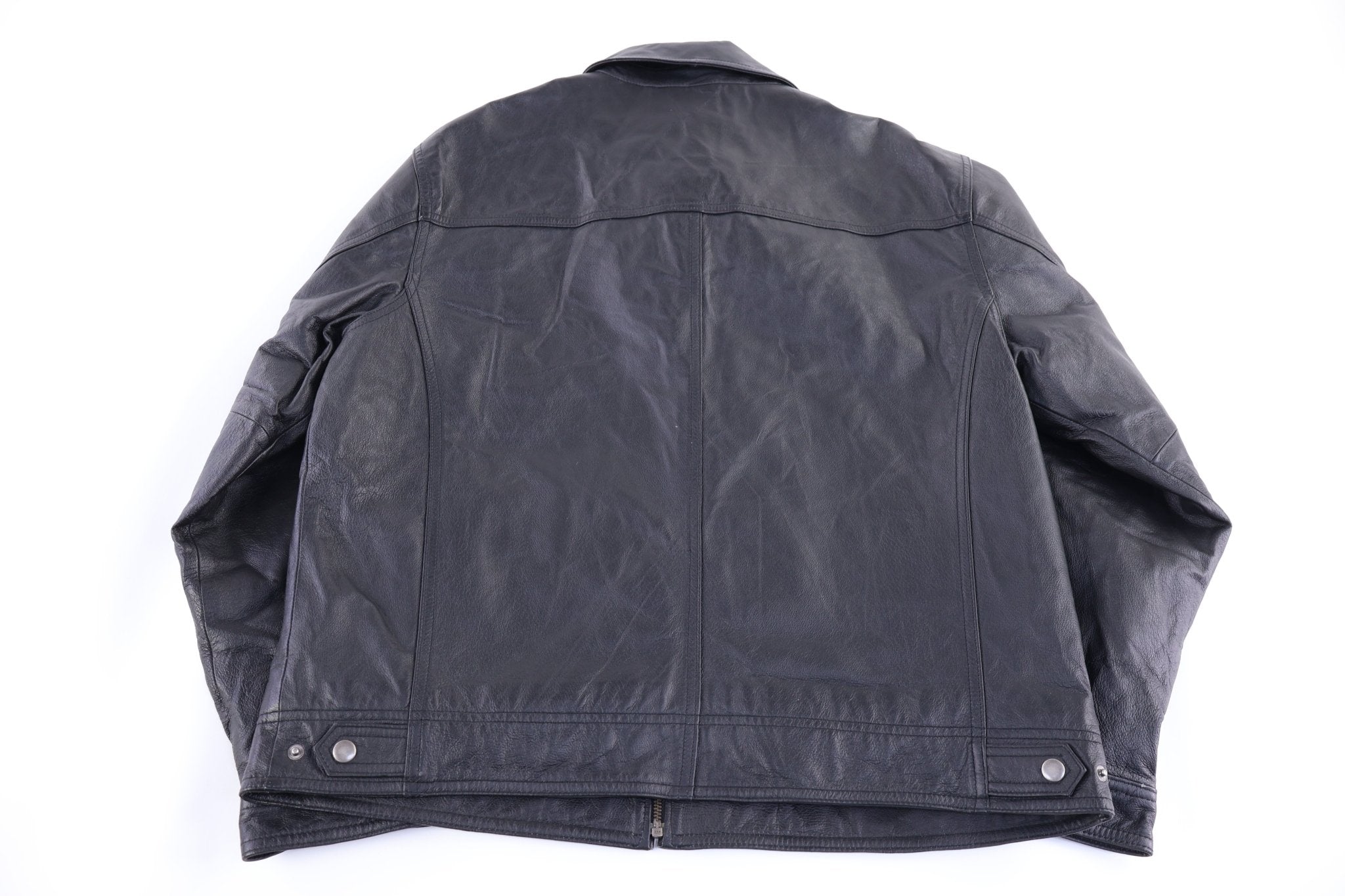 Vintage St. Johns Bay Black Full Zip Leather Jacket - Jacket - Thrifted Threads