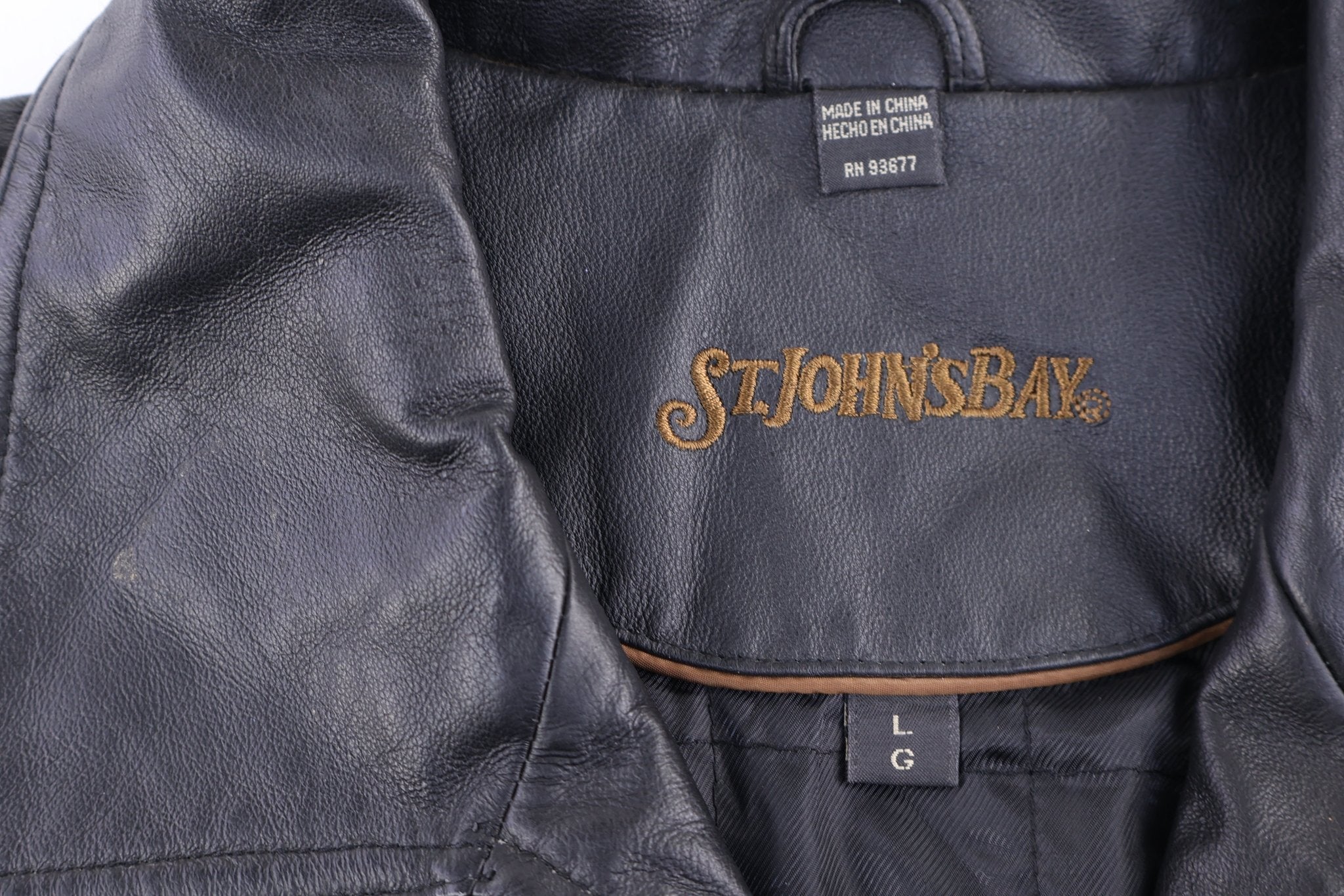 Vintage St. Johns Bay Black Full Zip Leather Jacket - Jacket - Thrifted Threads