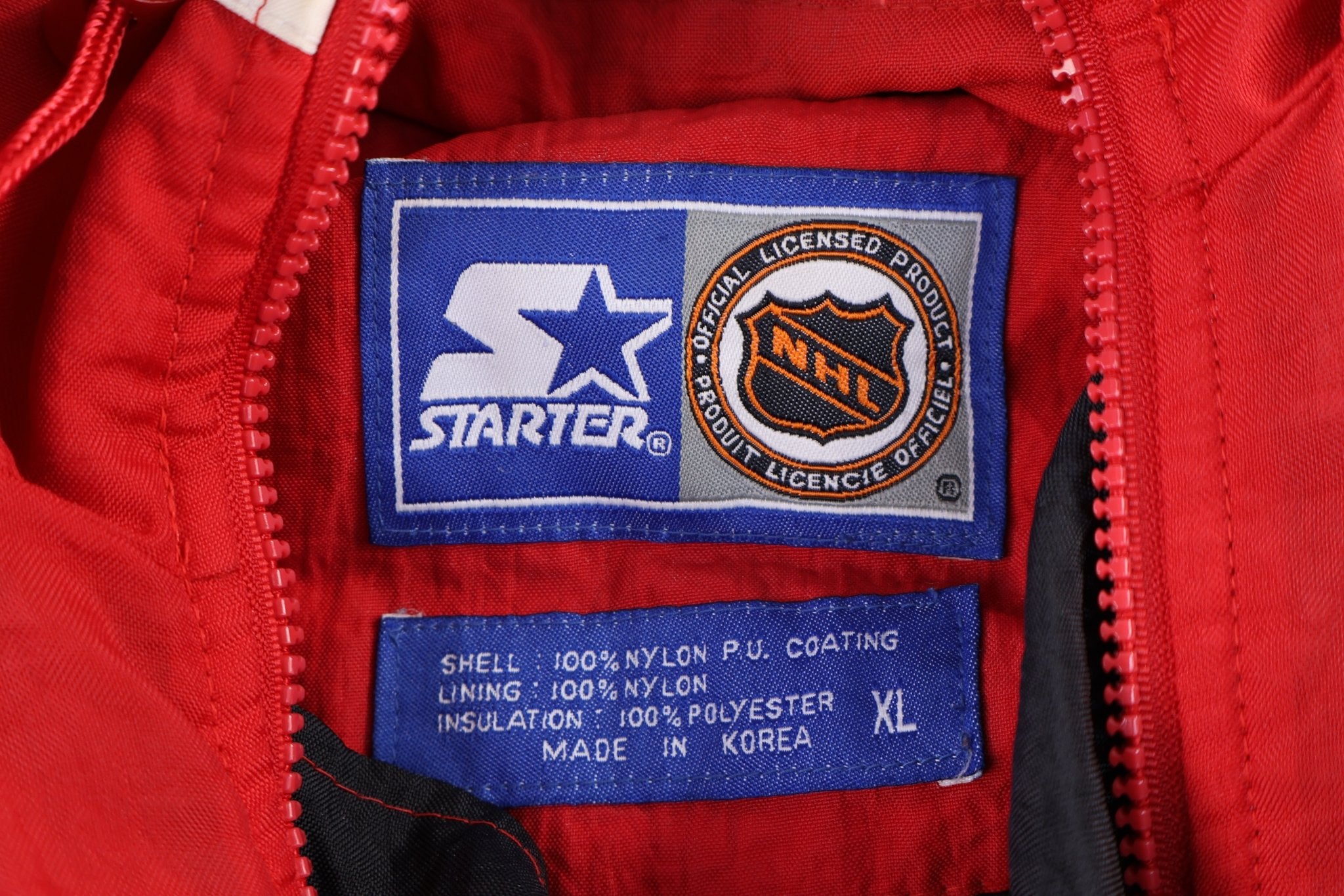 Vintage Starter Detroit Red Wings Half Zip Puffer Jacket - Jacket - Thrifted Threads