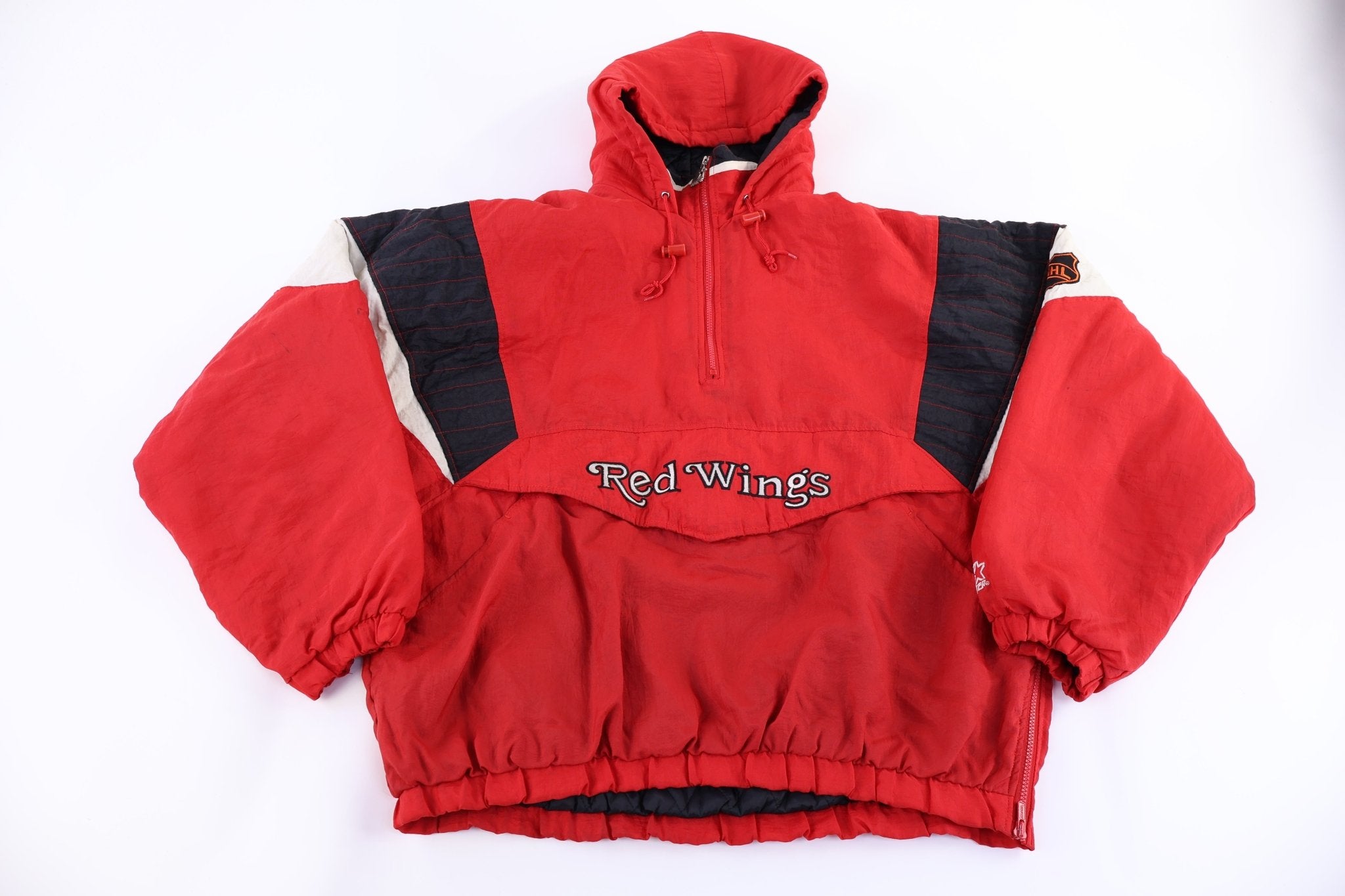 Vintage Starter Detroit Red Wings Half Zip Puffer Jacket - Jacket - Thrifted Threads