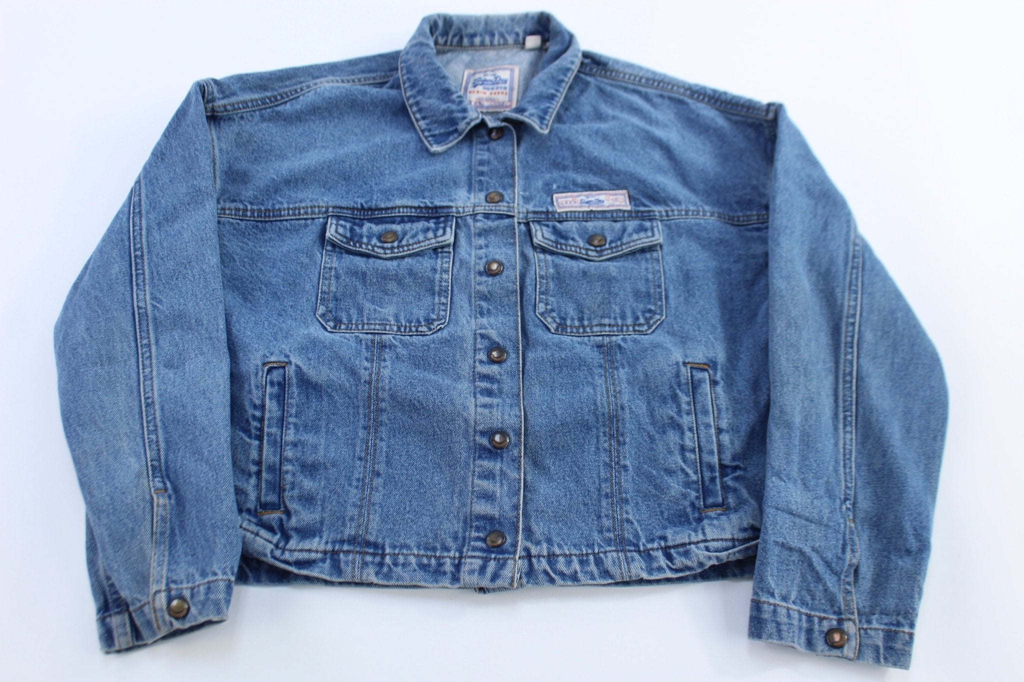 Vintage Super Dry Denim Trucker Jacket - ThriftedThreads.com