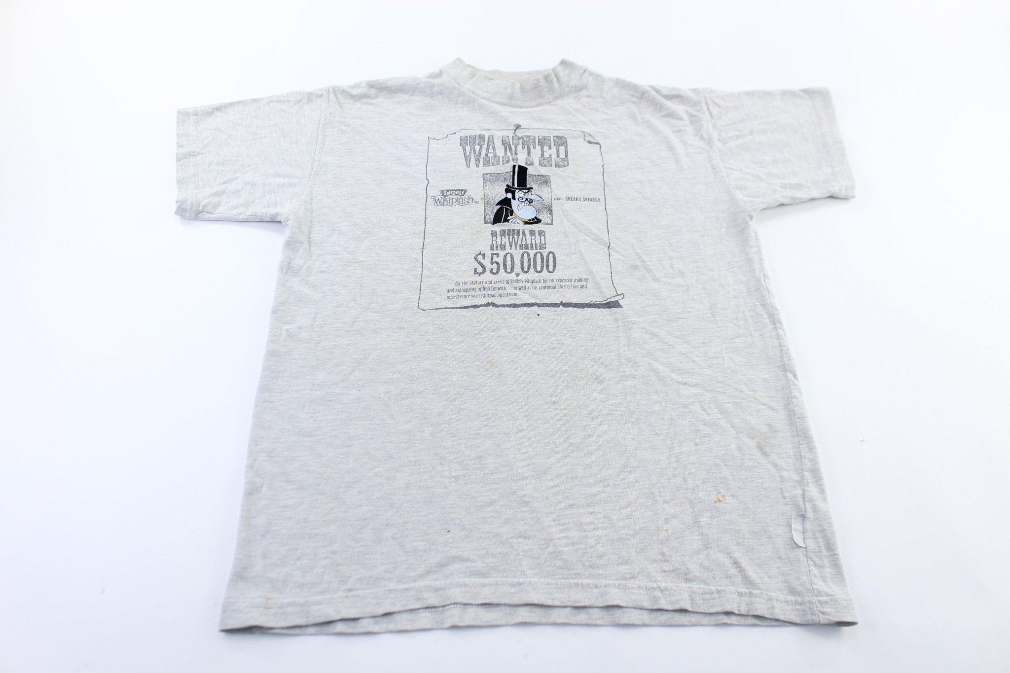 Vintage The Adventures of Rocky & Bullwinkle Snidely Whiplash Wanted T - Shirt - ThriftedThreads.com
