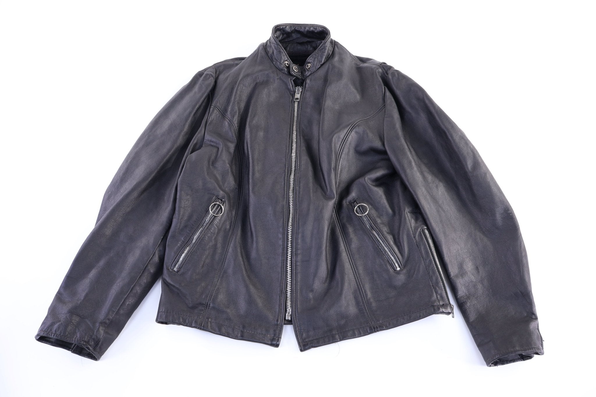 Vintage The Leather Shop Black Leather Jacket - Jacket - Thrifted Threads