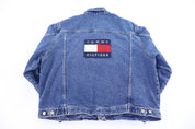 Vintage Tommy Hilfiger Embroidered Logo Denim Jacket - Jacket - Thrifted Threads