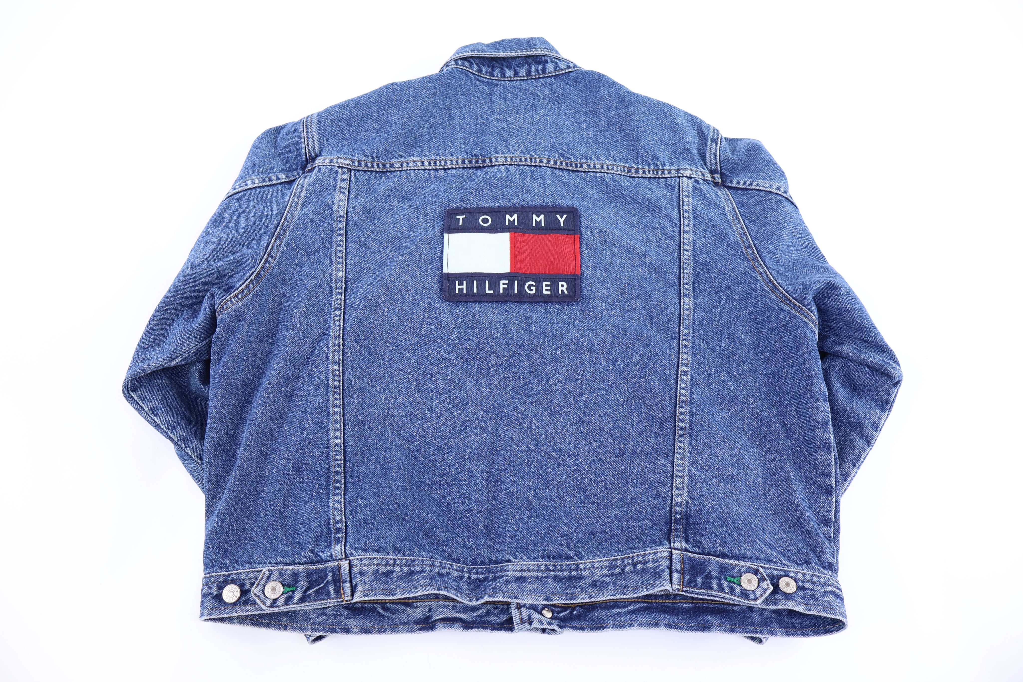 Vintage Tommy Hilfiger Embroidered Logo Denim Jacket - Jacket - Thrifted Threads
