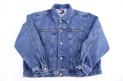 Vintage Tommy Hilfiger Embroidered Logo Denim Jacket - Jacket - Thrifted Threads