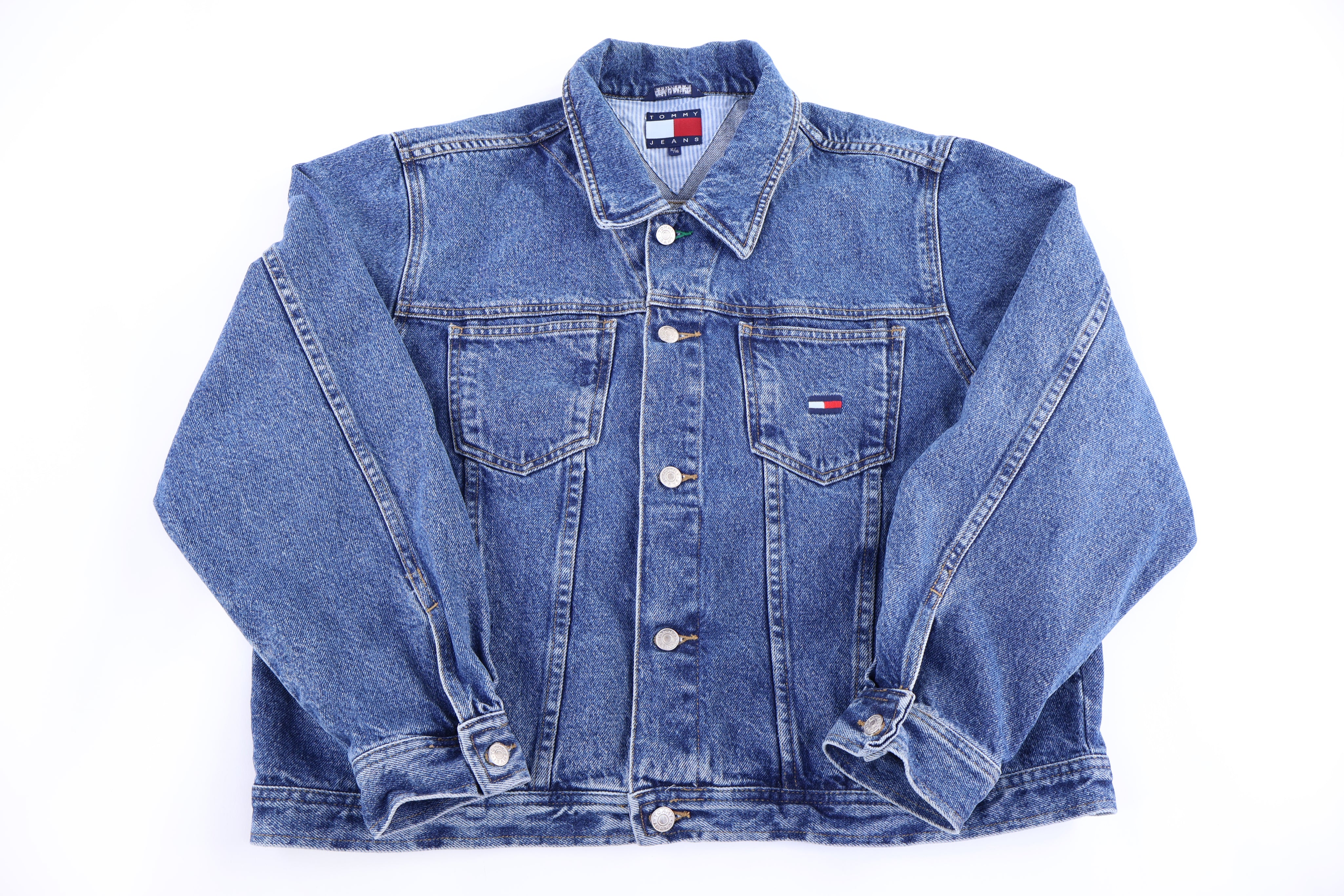 Vintage Tommy Hilfiger Embroidered Logo Denim Jacket - Jacket - Thrifted Threads