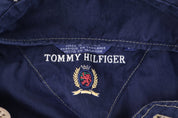 Vintage Tommy Hilfiger Logo Patch Navy Blue Pullover Windbreaker - Jacket - Thrifted Threads