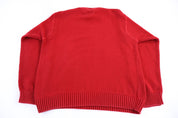 Vintage Tommy Hilfiger Red Embroidered Logo Knit Sweater - Sweater - Thrifted Threads