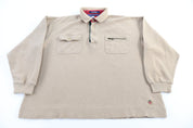 Vintage Tommy Hilfiger Tan Henley Sweater - Sweater - Thrifted Threads