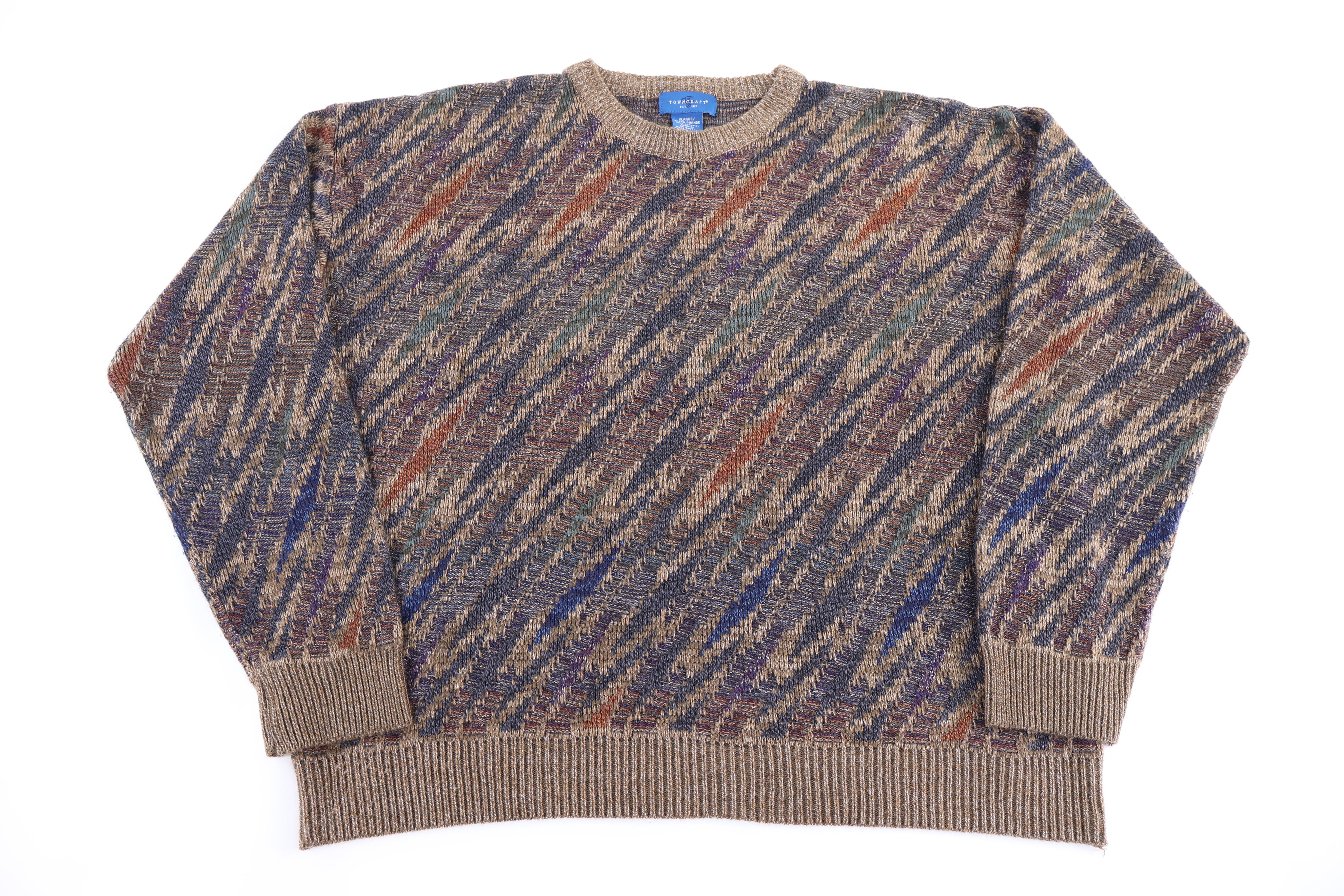 Vintage Towncraft Multipattern Knit Sweater - Sweater - Thrifted Threads