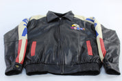 Vintage USA Embroidered Leather Zip Up Jacket - ThriftedThreads.com