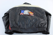 Vintage USA Embroidered Leather Zip Up Jacket - ThriftedThreads.com