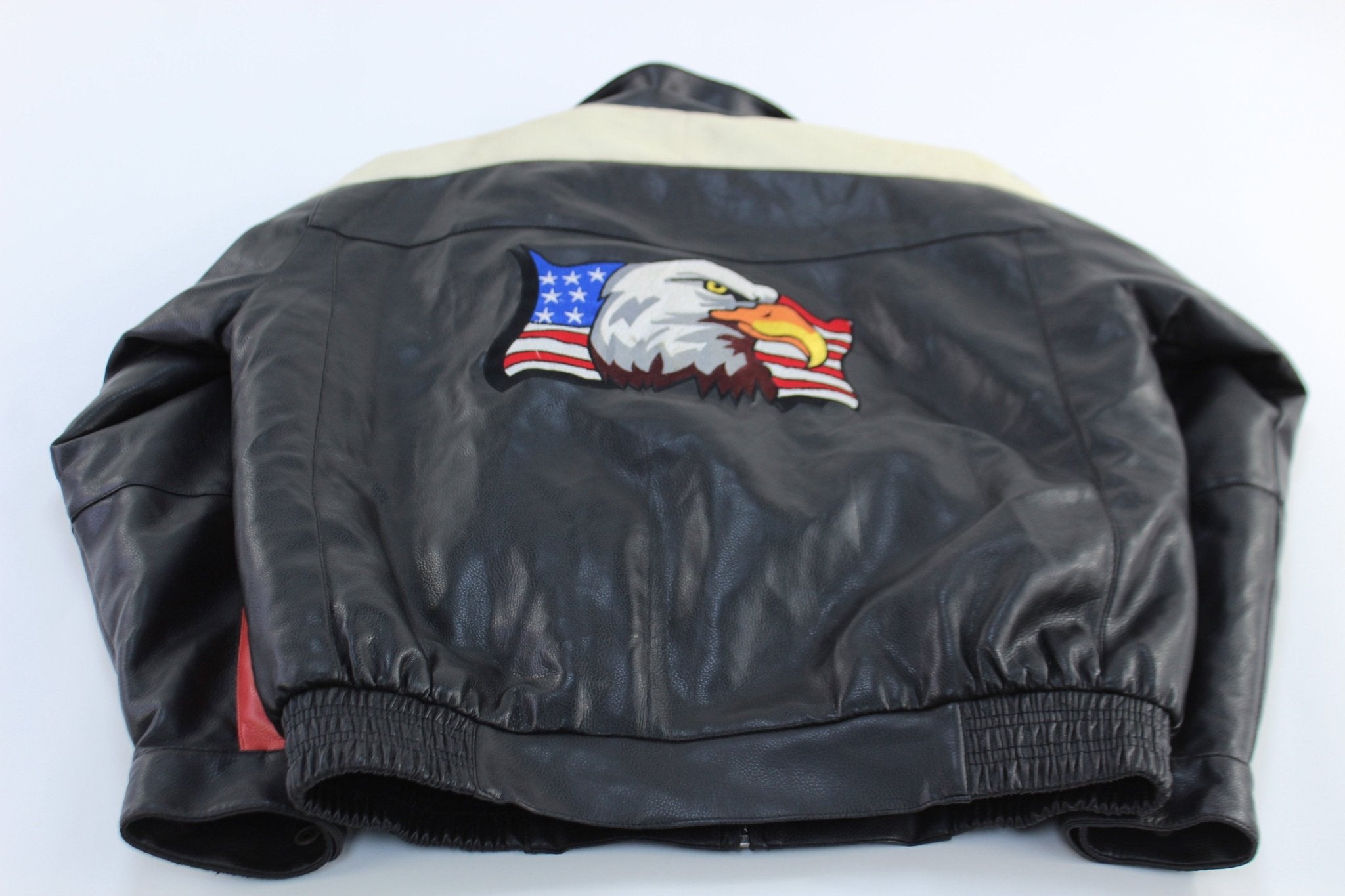 Vintage USA Embroidered Leather Zip Up Jacket - ThriftedThreads.com