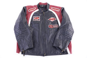 Vintage V Motocross Leather Full Zip Jacket - Jacket - Thrifted Threads