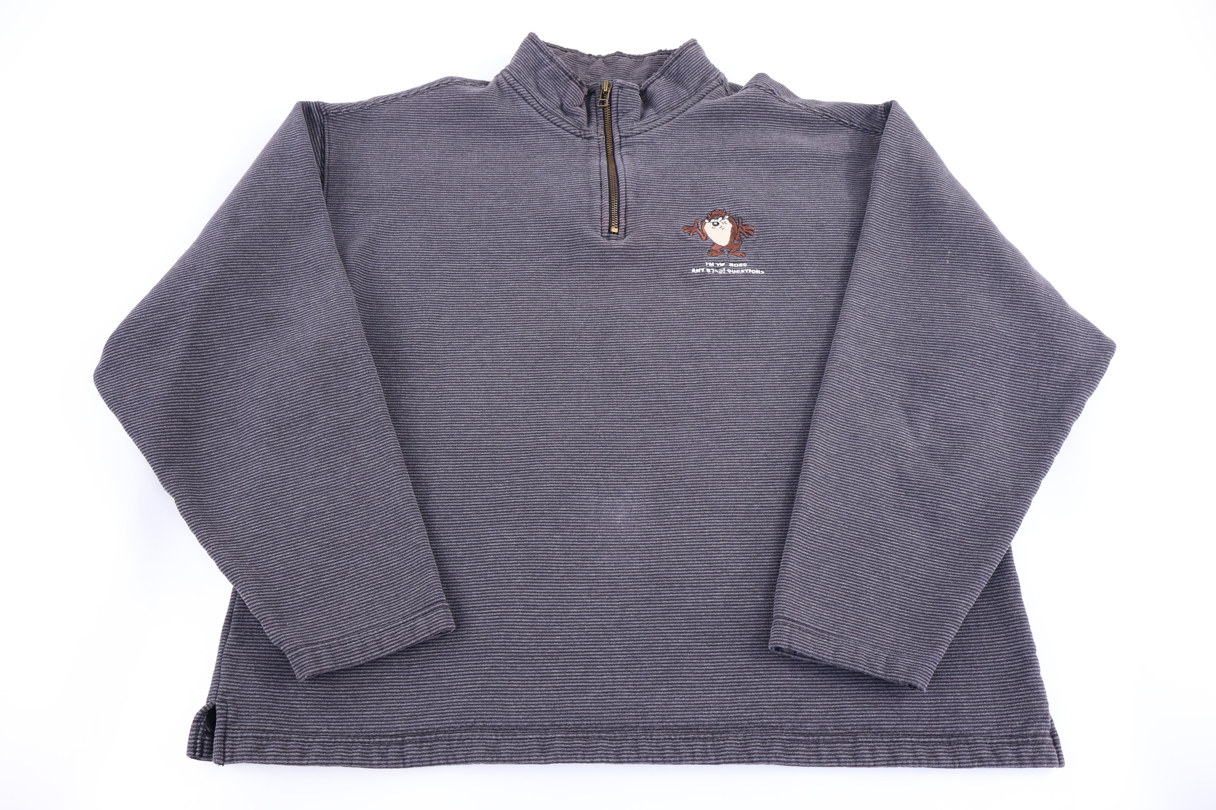 Vintage Warner Bros Taz The Devil Quarter Zip Pullover - Sweatshirt - Thrifted Threads