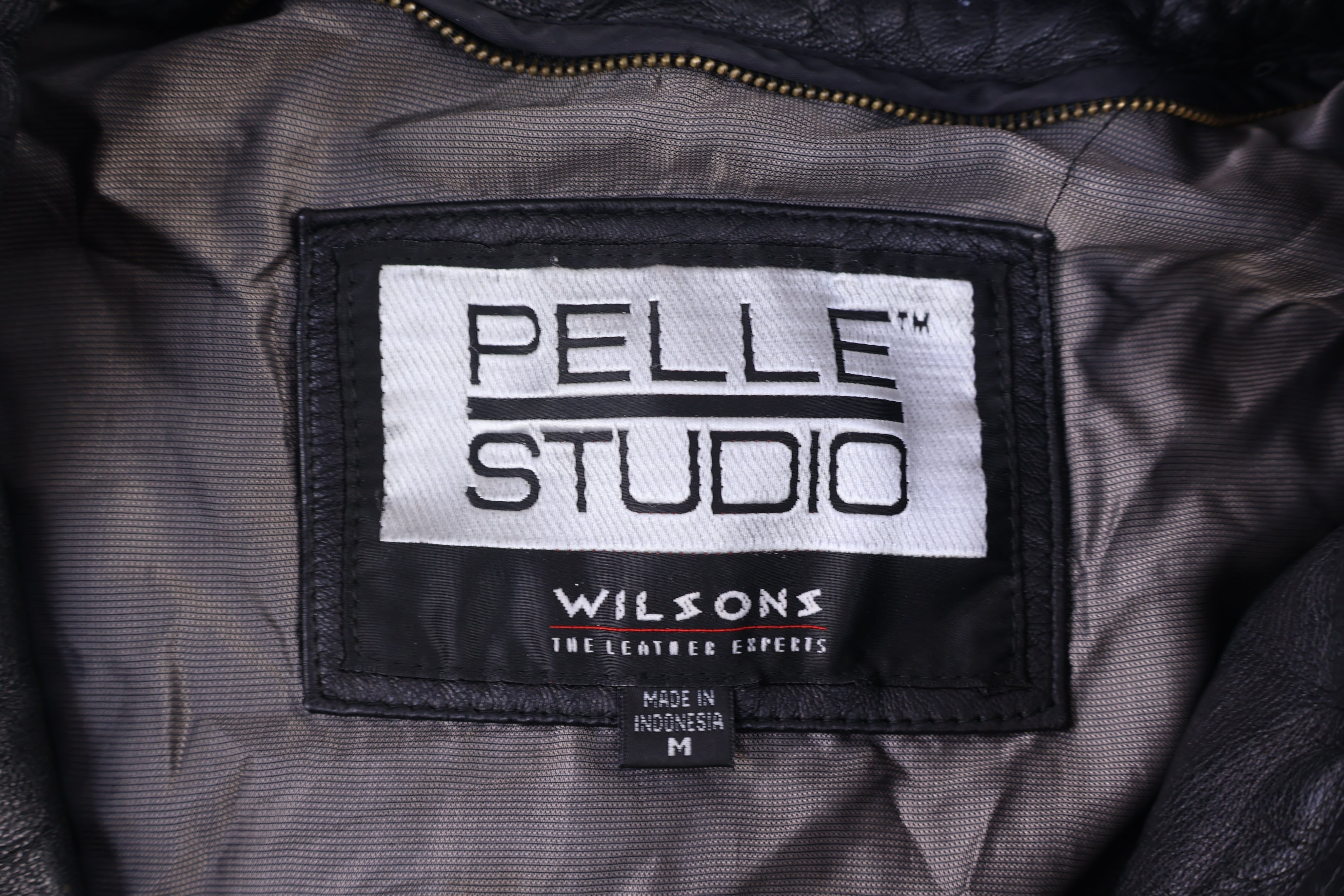 Vintage Wilsons Pelle Studio Black Full Zip Leather Jacket - jacket - Thrifted Threads