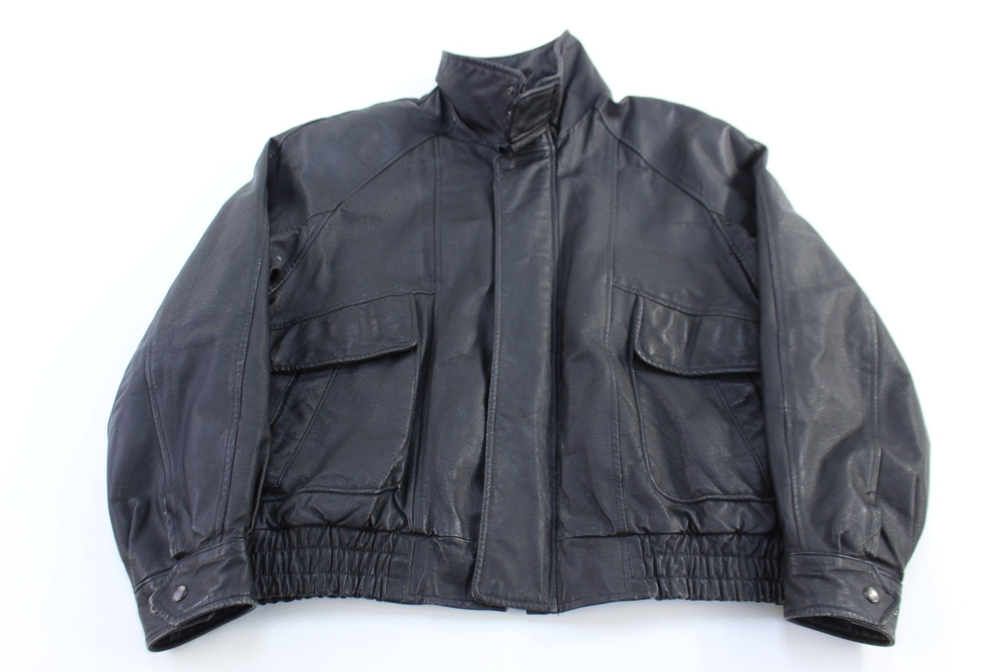 Vintage Winlit New York Black Leather Bomber Jacket - Jacket - Thrifted Threads