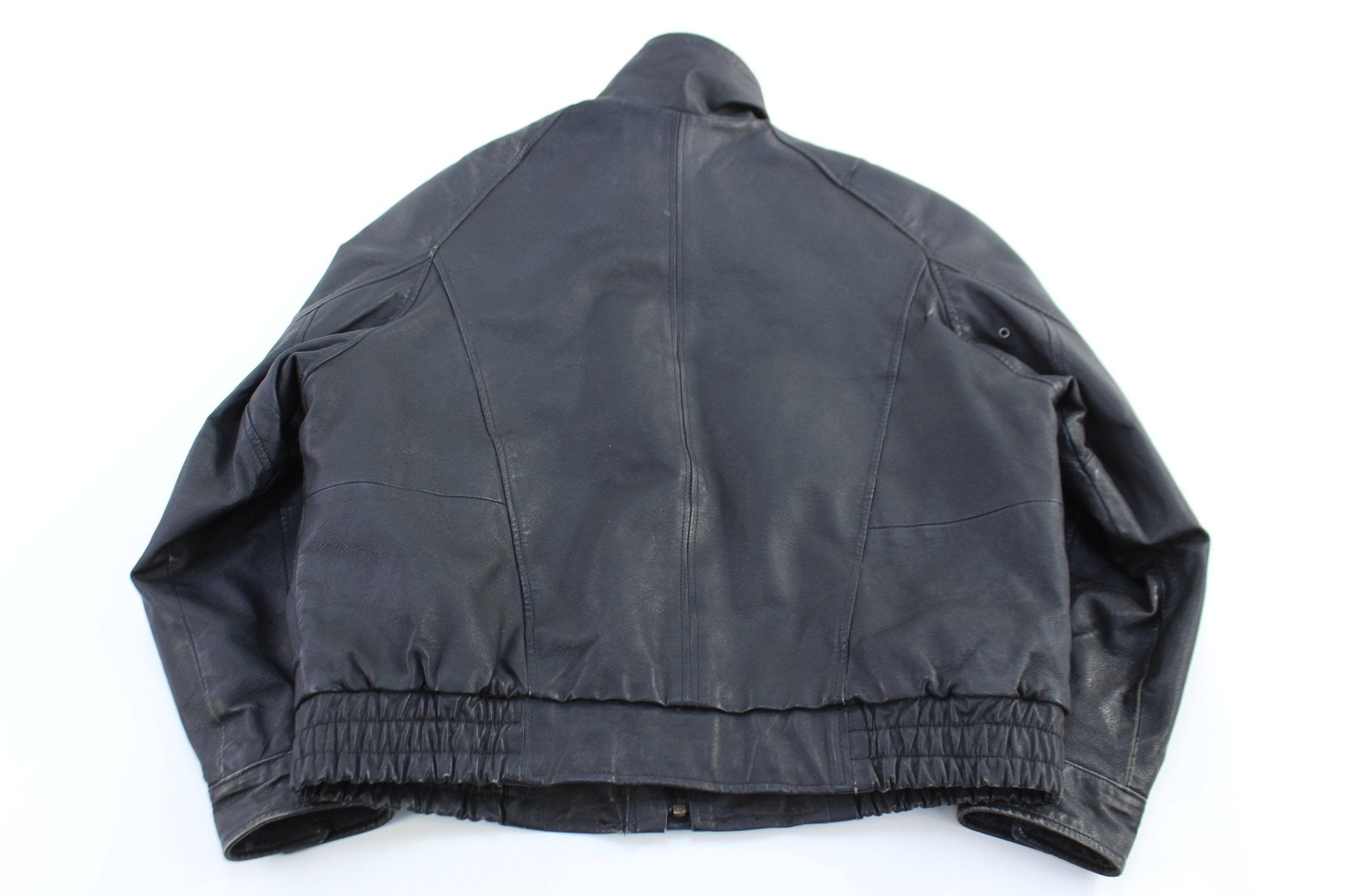 Vintage Winlit New York Black Leather Bomber Jacket - Jacket - Thrifted Threads