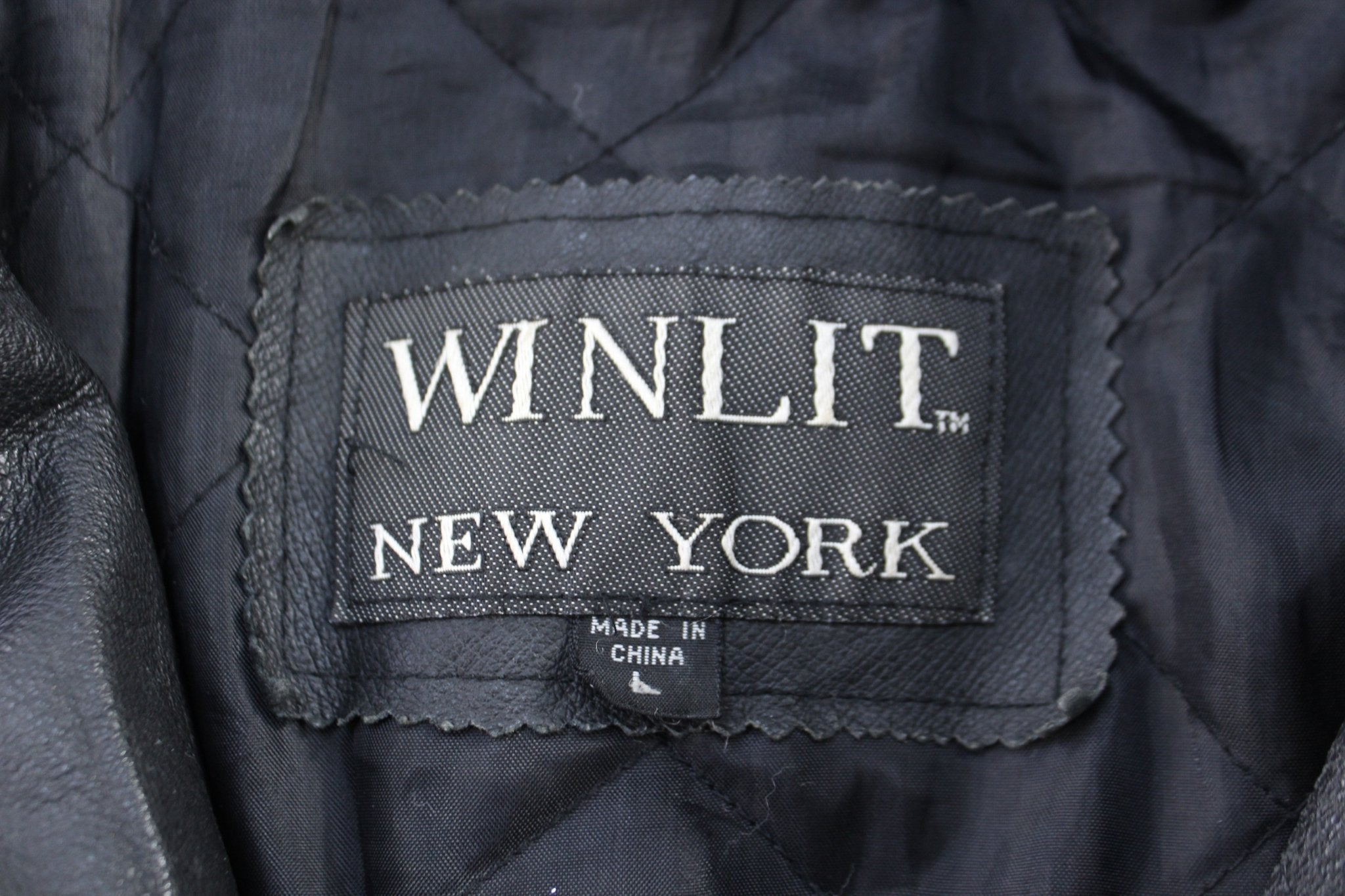 Vintage Winlit New York Black Leather Bomber Jacket - Jacket - Thrifted Threads