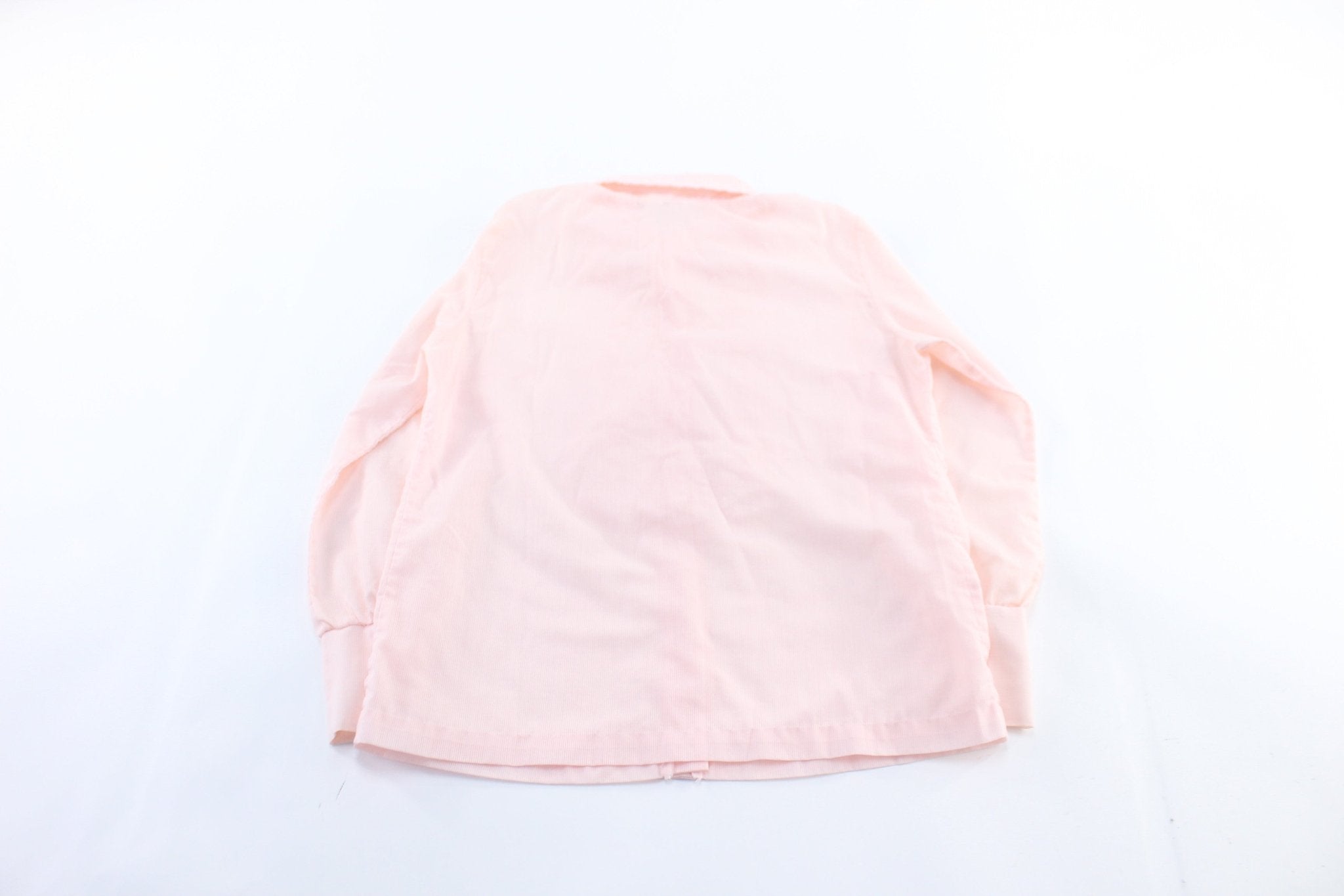 Vintage Women's New Fashion Creations Pink Tuxedo Ruffle Shirt - ThriftedThreads.com