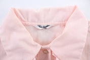 Vintage Women's New Fashion Creations Pink Tuxedo Ruffle Shirt - ThriftedThreads.com