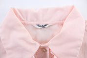 Vintage Women's New Fashion Creations Pink Tuxedo Ruffle Shirt - ThriftedThreads.com