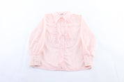 Vintage Women's New Fashion Creations Pink Tuxedo Ruffle Shirt - ThriftedThreads.com