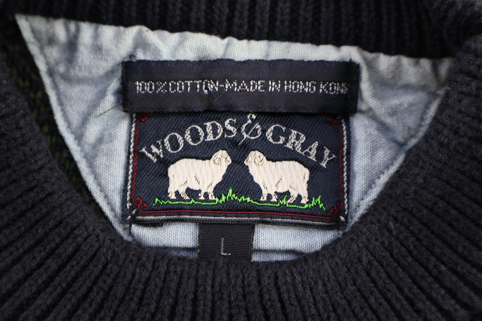 Vintage Woods & Gray Grid Pattern Knit Sweater - Sweater - Thrifted Threads