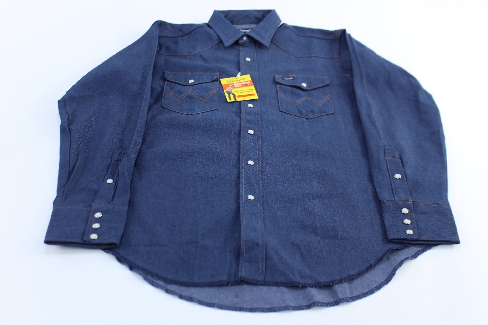 Vintage Wrangler Denim Pearl Snap LS Button Down - ThriftedThreads.com