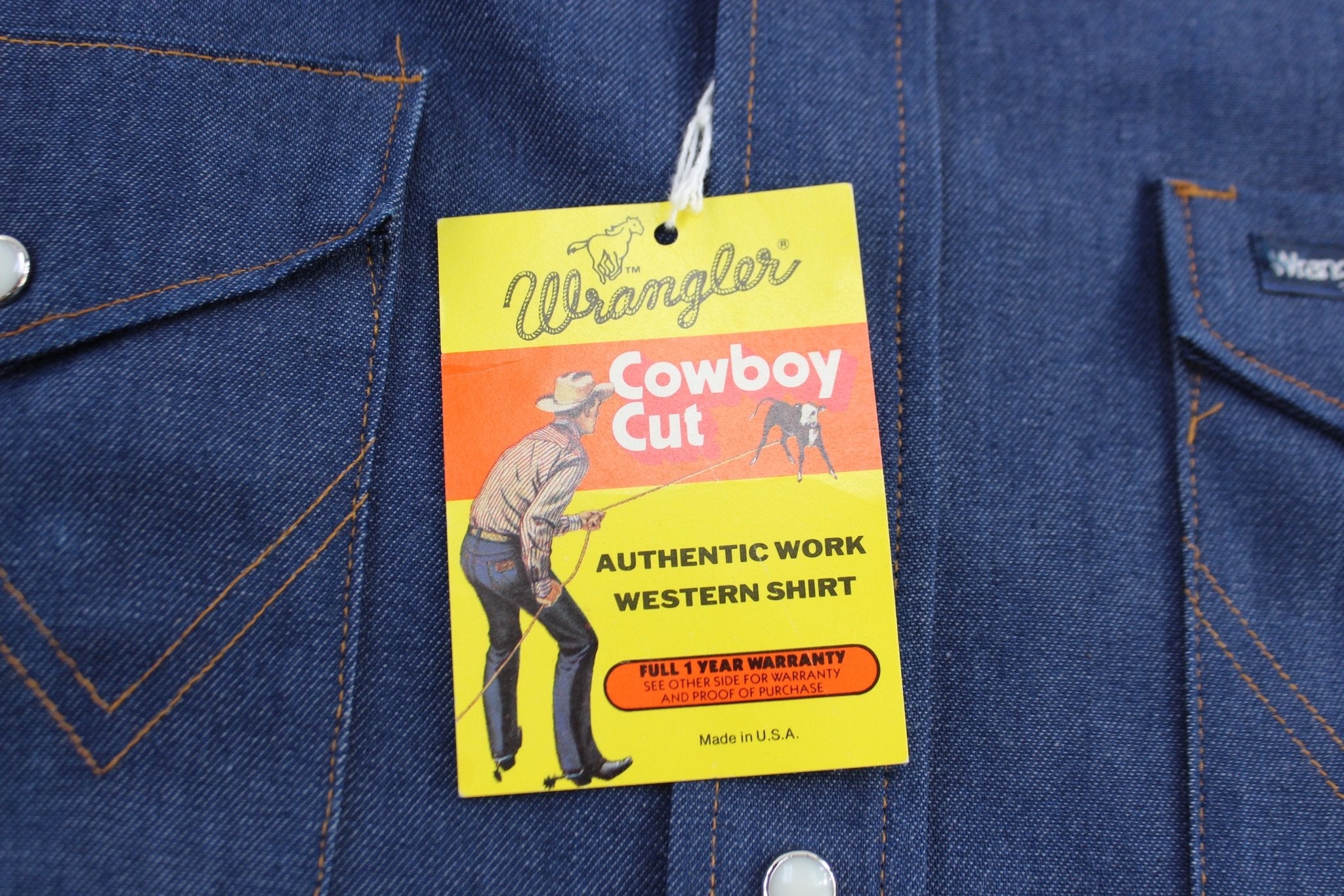 Vintage Wrangler Denim Pearl Snap LS Button Down - ThriftedThreads.com
