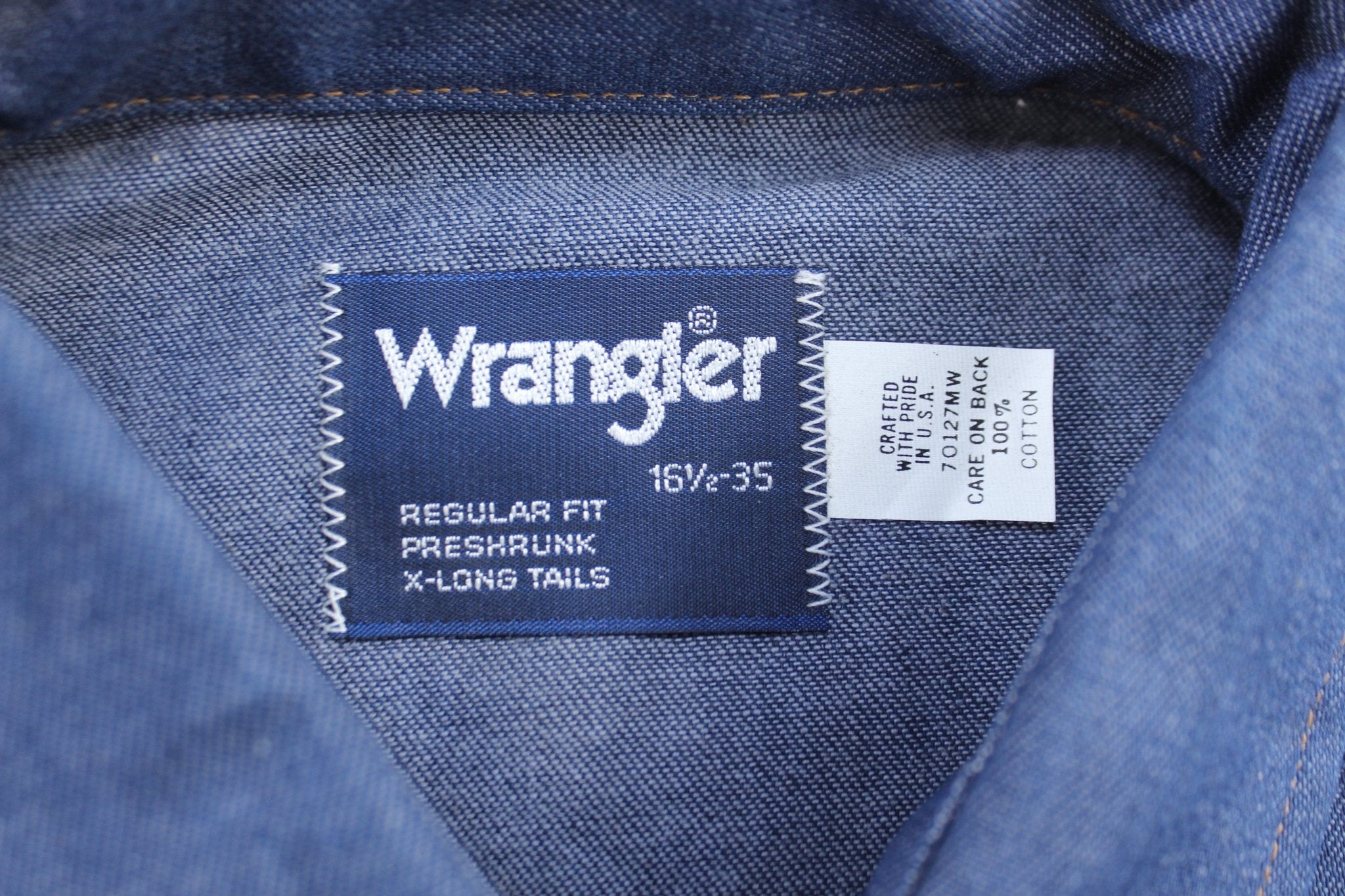 Vintage Wrangler Denim Pearl Snap LS Button Down - ThriftedThreads.com