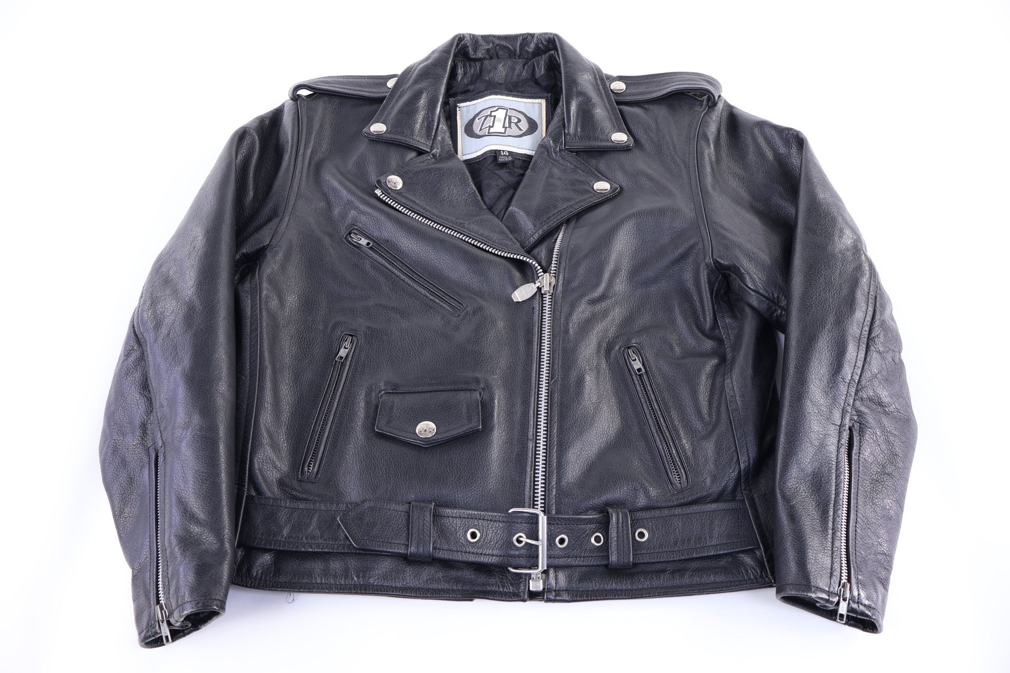 Vintage Z1R Black Leather Full Zip Jacket - Jacket - Thrifted Threads
