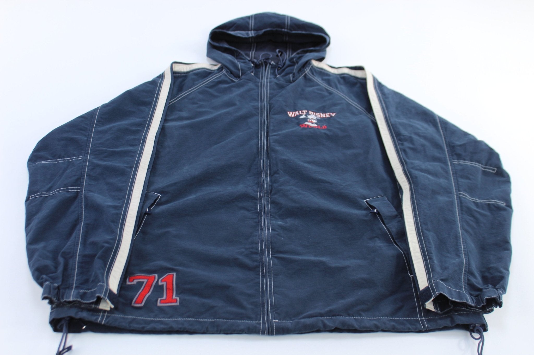 Walt Disney World Embroidered Mickey Striped Zip Up Jacket - ThriftedThreads.com