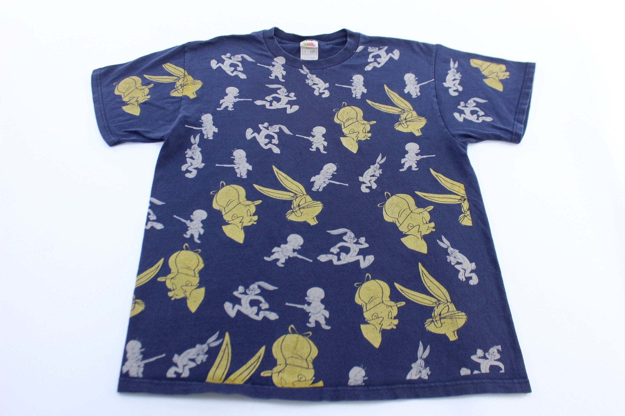 Warner Bros Bugs Bunny & Elmer Fudd All Over Print T-Shirt - ThriftedThreads.com