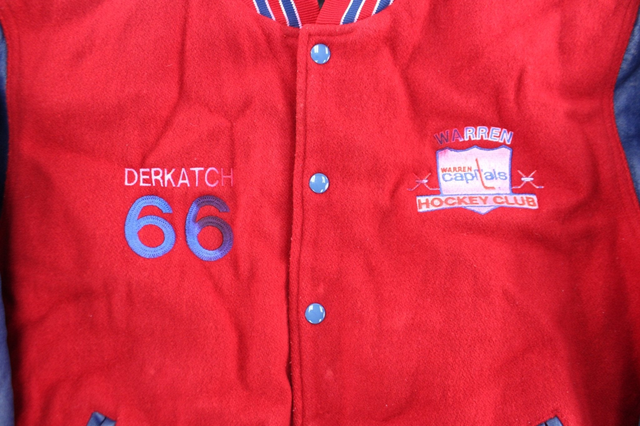 Warren Capitals Embroidered Hockey Club Varsity Jacket - Jacket - Thrifted Threads