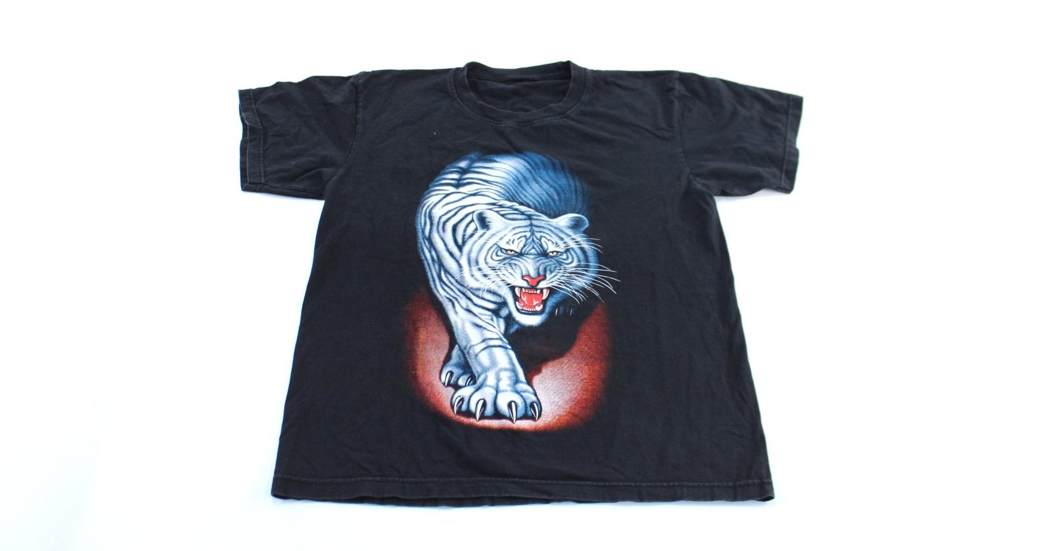 White Tiger Double Sided Graphic T-Shirt - ThriftedThreads.com