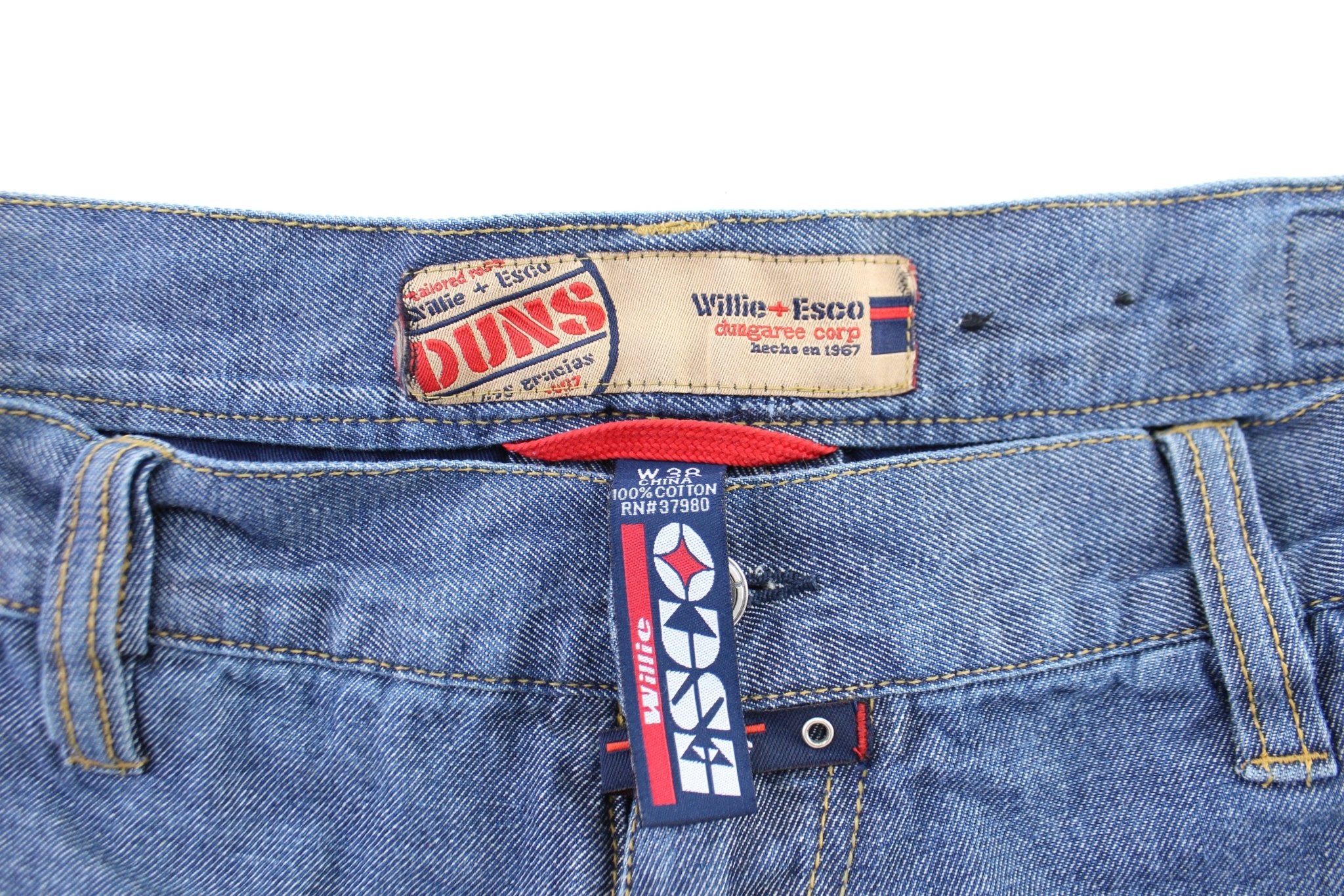 Willie Esco Dungarees Embroidered Denim Shorts - ThriftedThreads.com