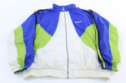 Wilson Embroidered Logo Blue, Green, & White Colorblock Jacket - ThriftedThreads.com