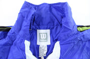 Wilson Embroidered Logo White, Blue, & Green Zip Up Jacket - ThriftedThreads.com