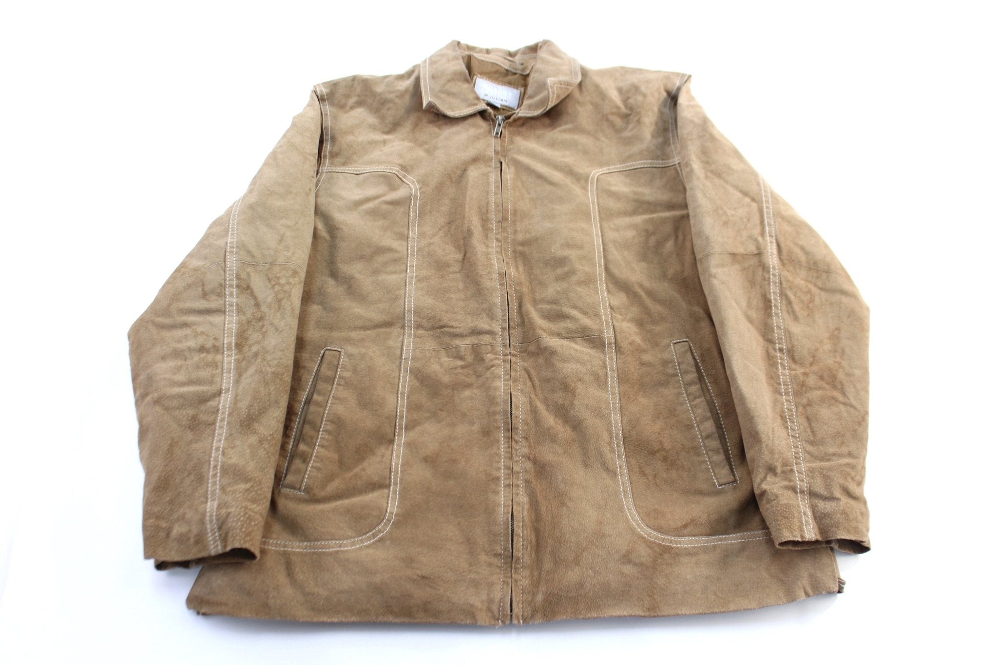 Wilson's Leather M. Julian Tan Suede Zip Up Jacket - Jacket - Thrifted Threads