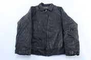 Wilson's Leather Pelle Studio Black Leather Zip Up Jacket - ThriftedThreads.com