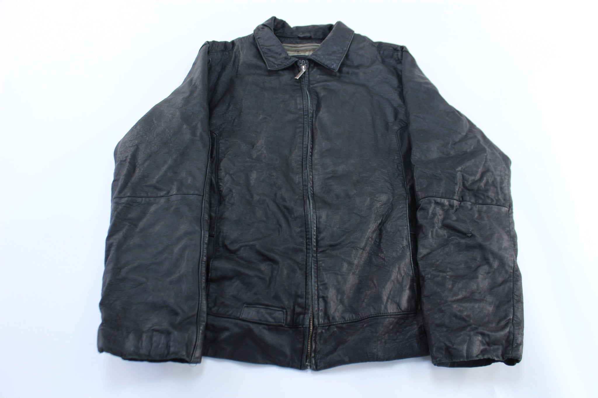 Wilson's Leather Pelle Studio Black Leather Zip Up Jacket - Jacket - Thrifted Threads