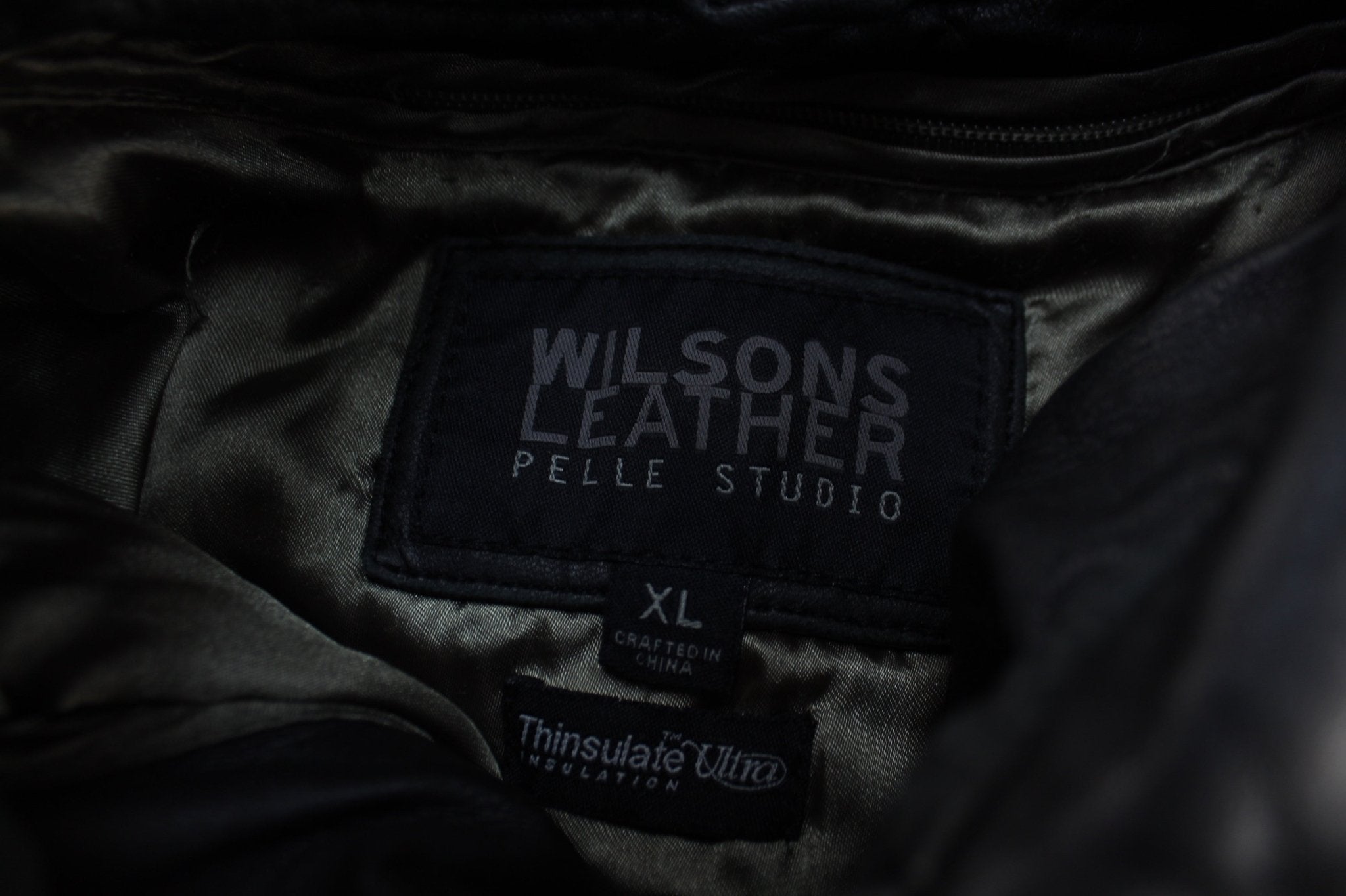 Wilson's Leather Pelle Studio Black Leather Zip Up Jacket - Jacket - Thrifted Threads