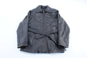 Wilson's The Leather Experts Black Leather Belted Coat - Jacket - Thrifted Threads