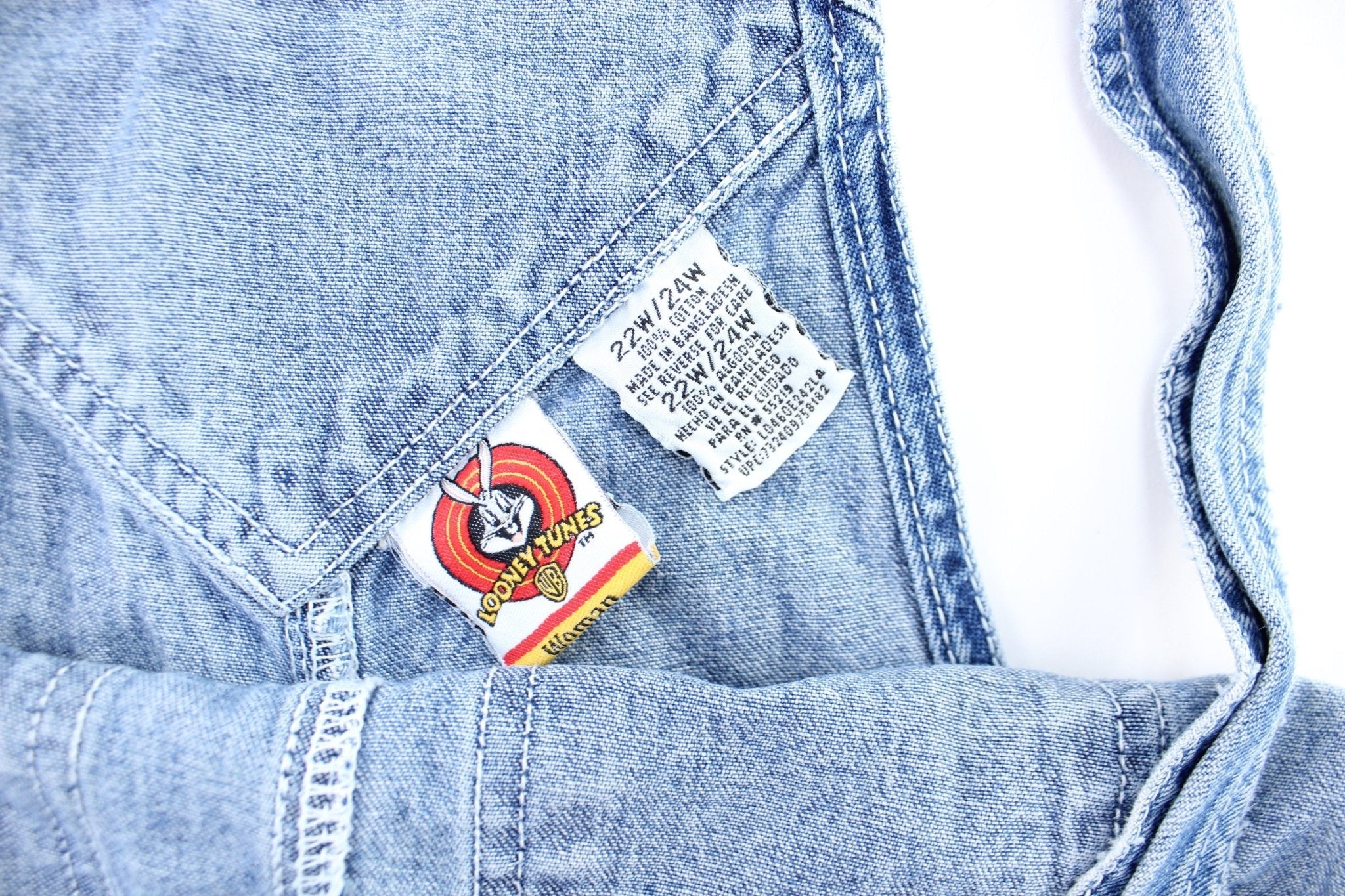 Women's 2000 Looney Tunes Embroidered Tweety Denim Overalls - ThriftedThreads.com