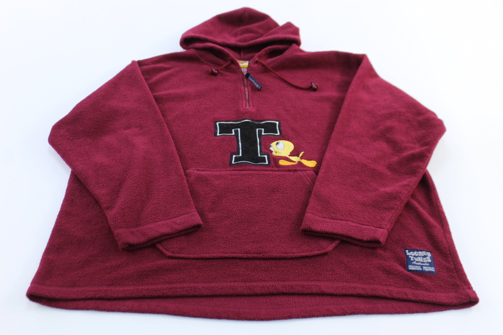 Women's 2000 Looney Tunes Embroidered Tweety Fleece Pullover - ThriftedThreads.com