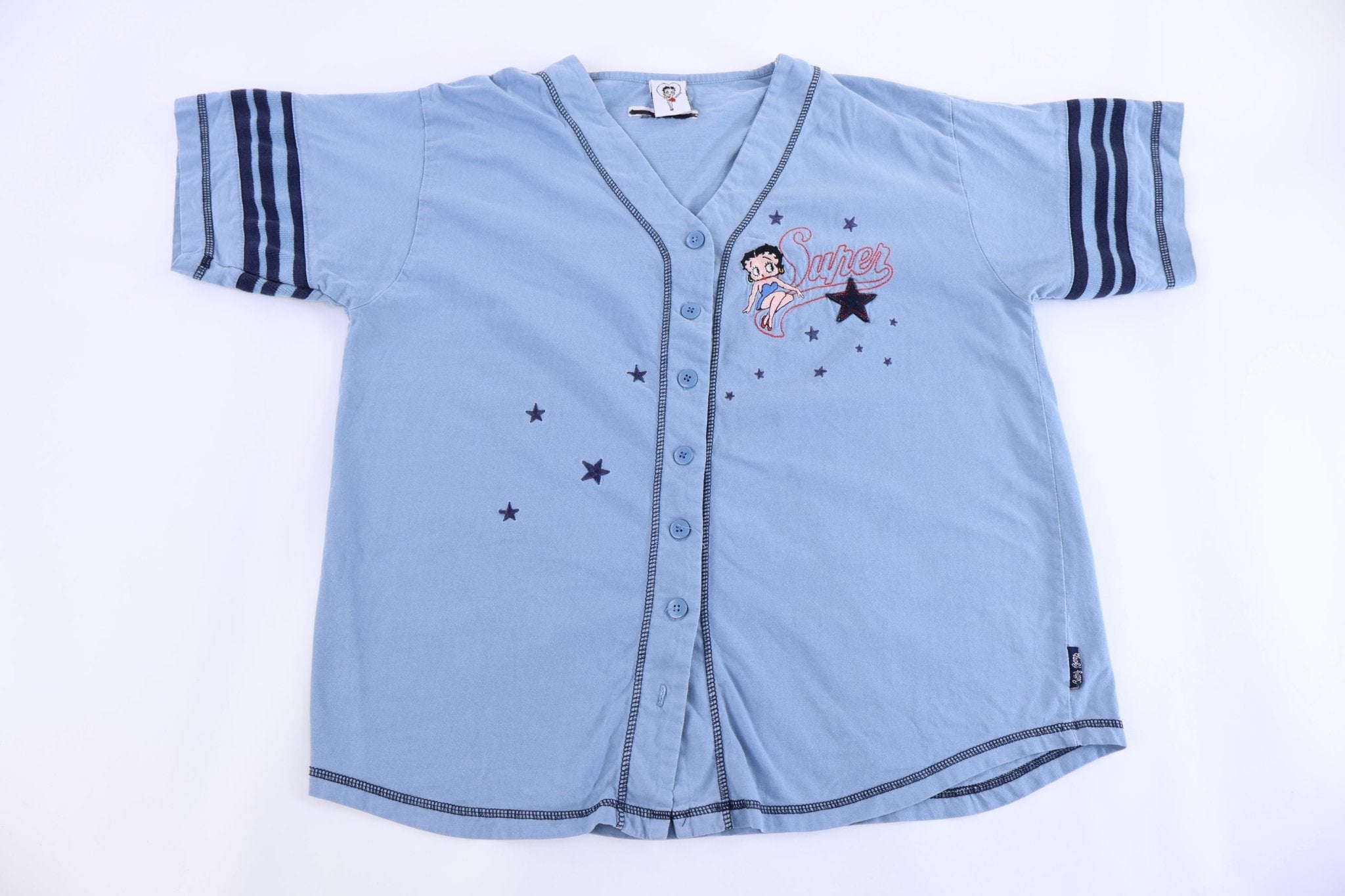 Women's 2002 Betty Boop Embroidered Graphic Button Down - Sweater - Thrifted Threads