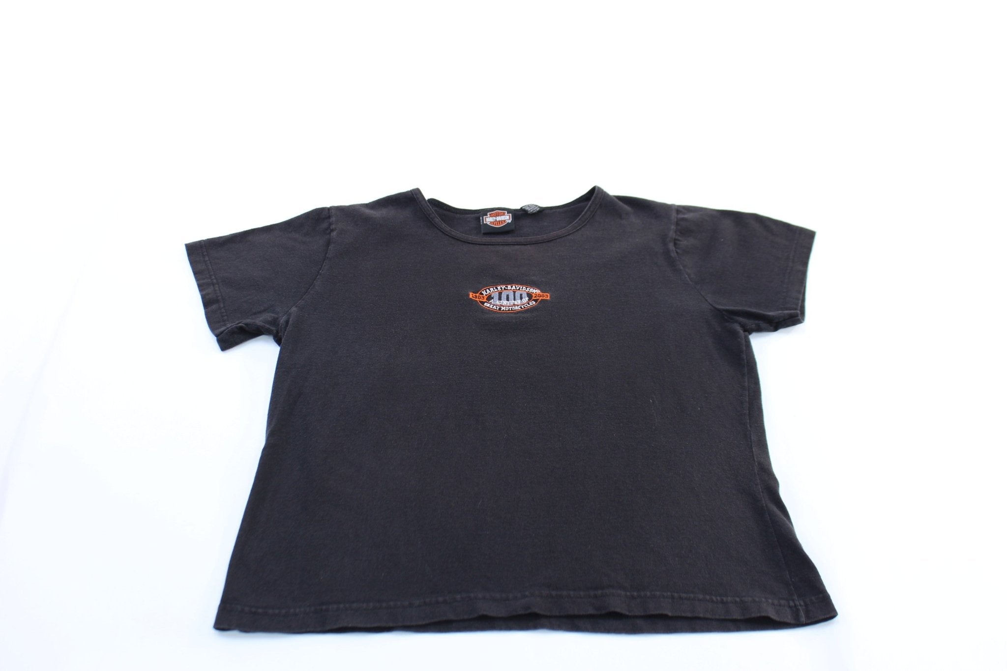 Women's 2003 Harley Davidson Motorcycles Embroidered El Paso, Texas T-Shirt - ThriftedThreads.com