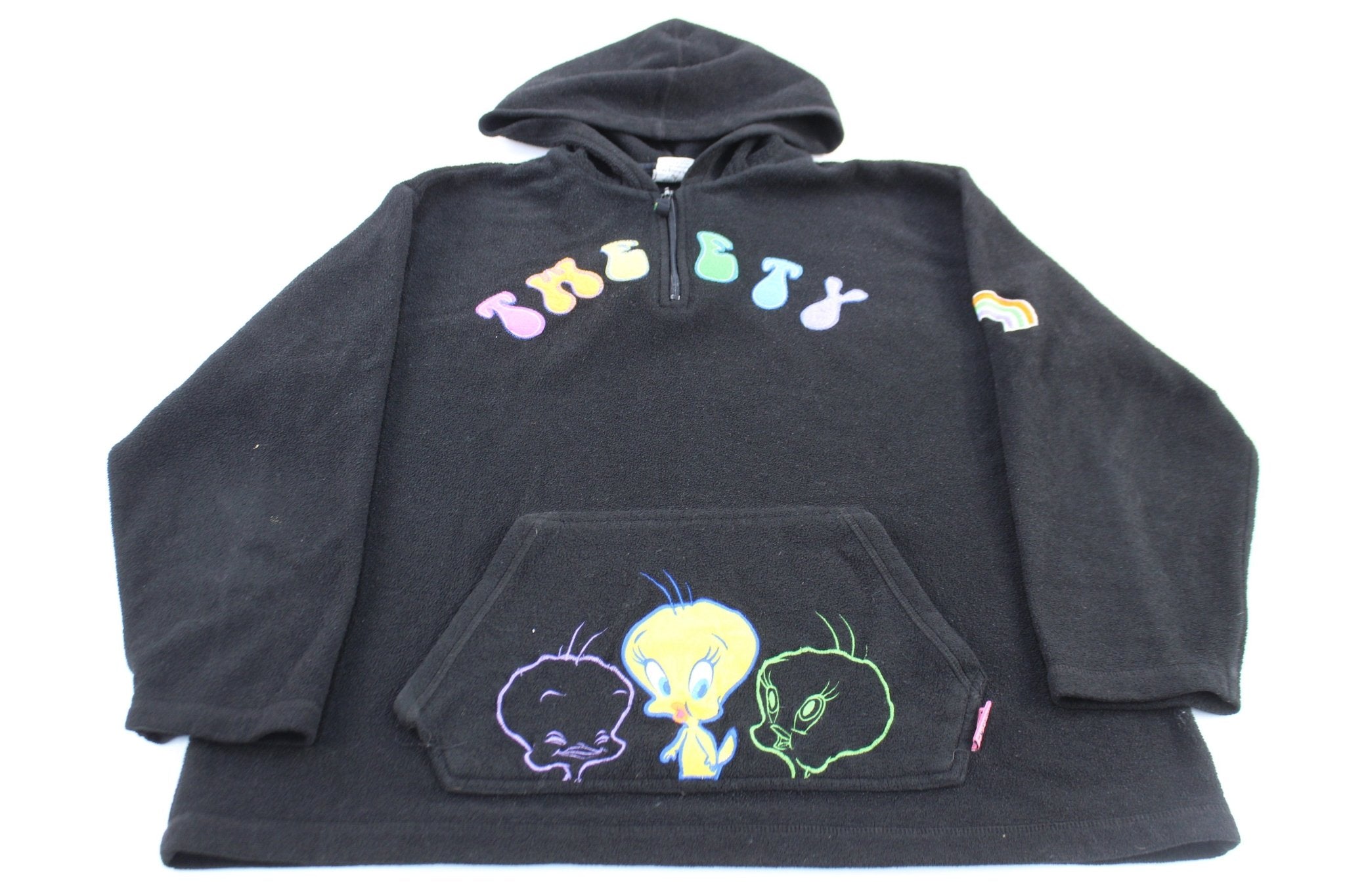Women's 2003 Looney Tunes Embroidered Tweety Fleece Pullover - ThriftedThreads.com